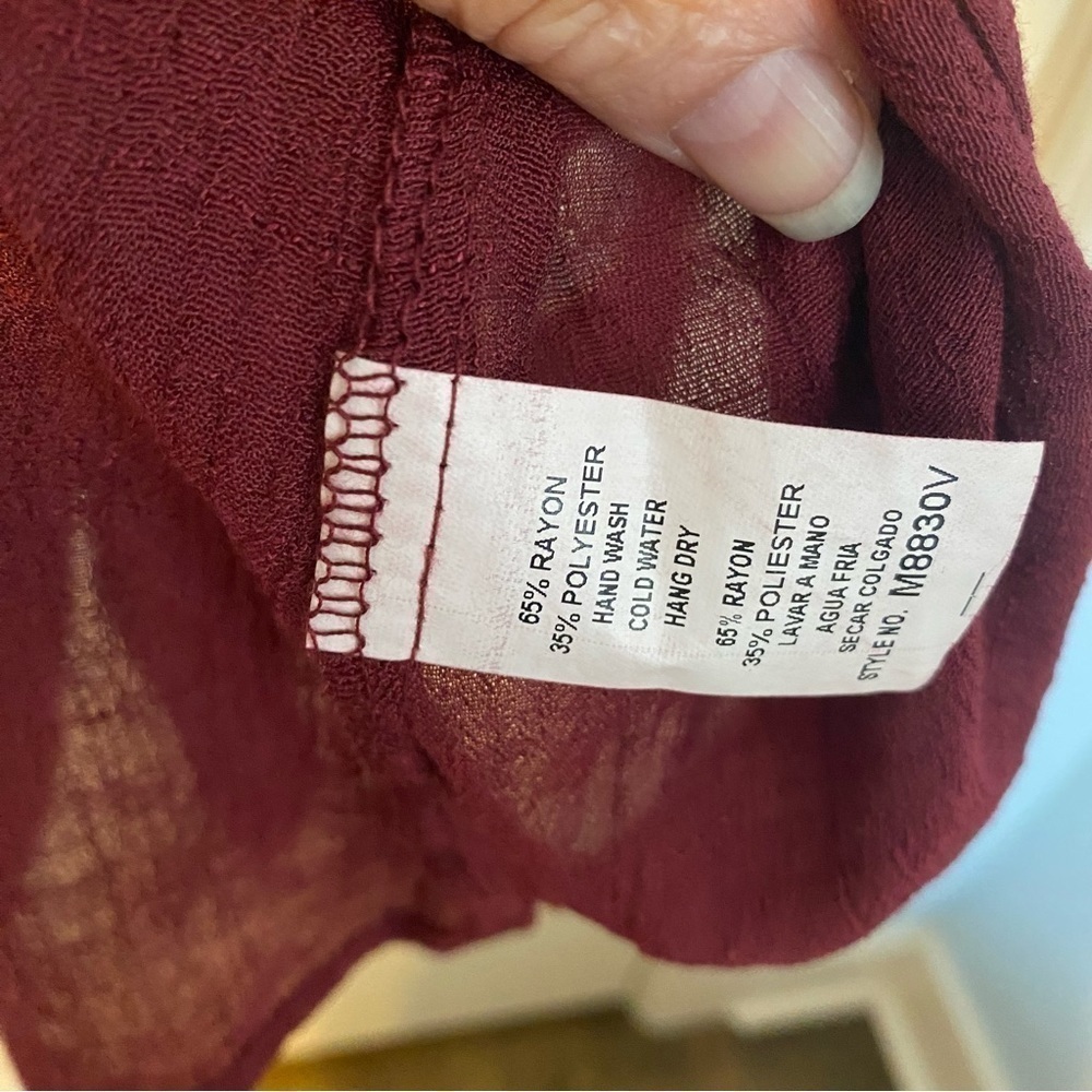 Monoreno Tunic Dress Boho Top Burgundy Non Iron M - Picture 11 of 13